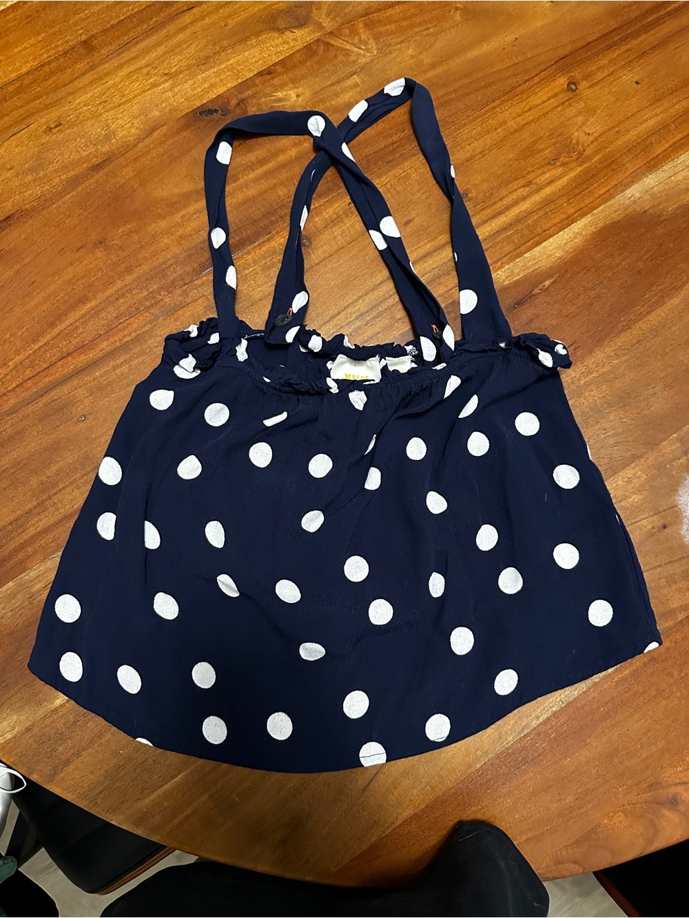 Navy Polka Dot cropped shirt